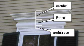 Window entablature on a Federal style house