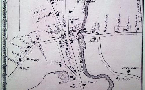 1872 map of Frye Village - W. Abbott