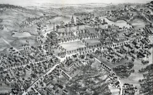 1882 Birdseye Map of ATS & Phillips Campus - Bulfinch Hall #7