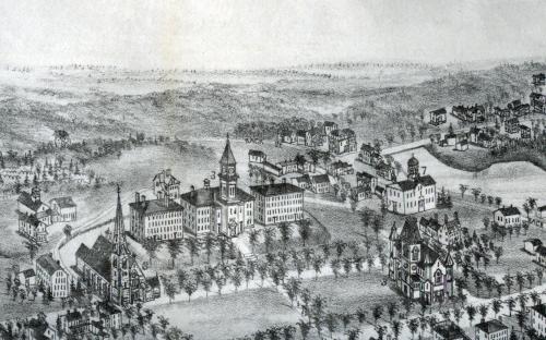 1882 Birdseye map detail of Salem Street and ATS campus