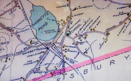 1906 Map detail of Haggetts Pond and Station