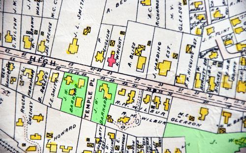 1906 map detail of High St. & Temple Place