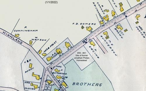 1906 Map detail of Salem St. & Highland Rd.