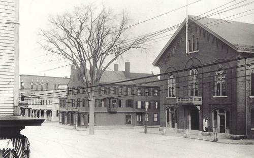 Town Hall and former Abbott Block circa 1900