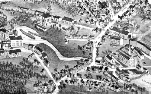 Birdseye view detail of Abbott Village 1882