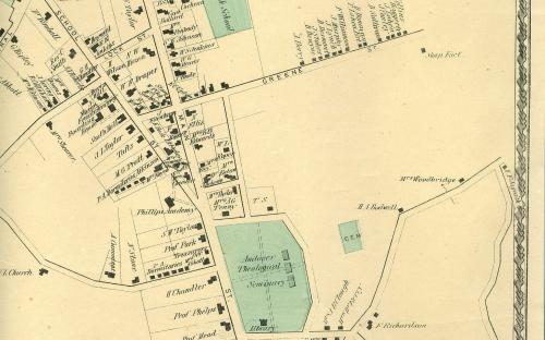1872 Map detail of Andover