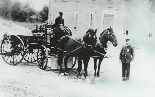 Ballardvale Fire wagon and horse team Jerry & Sam