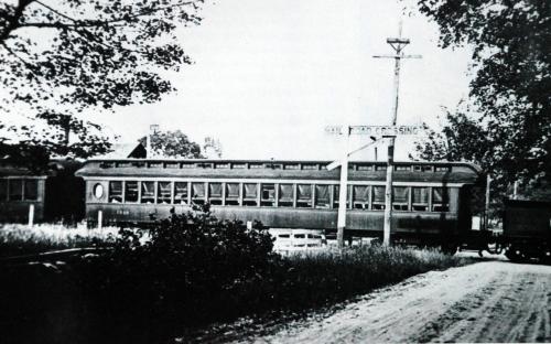 Haggetts Station train crossing Lowell St. c. 1910