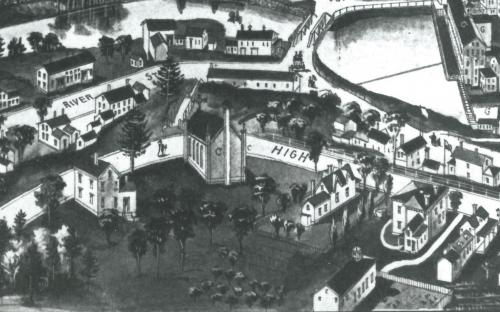 1885 Birdseye detail of High St. 