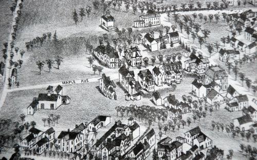 1882 Birdseye map detail of Maple Ave