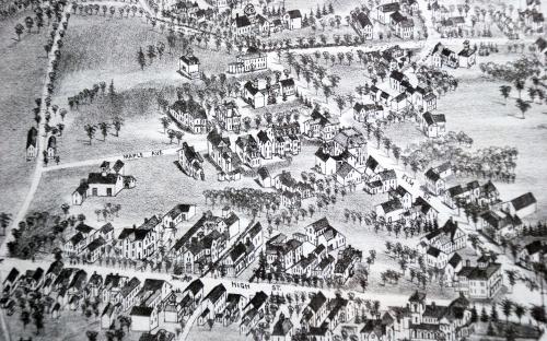 1882 Birdseye map detail of Maple Ave