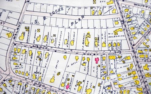 1906 Map detail of Maple Ave - unnamed Wolcott Ave above