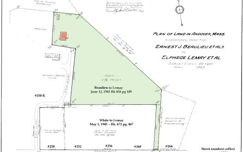 Plan #1425 edited to reflect original location of house..