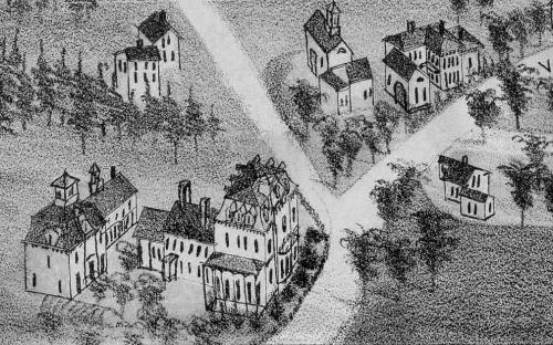 Small cottage house 1882 Map detail Marland House upper right