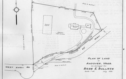 Plan 1950 of property and extension of West Knoll Rd.