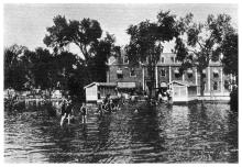 Hussey's Pond 1923 Shawsheen Village - PO bld. in rear